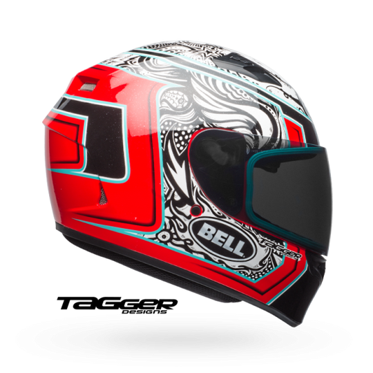 Bell Qualifier Tagger Gloss White-Black-Red Splice Helmet