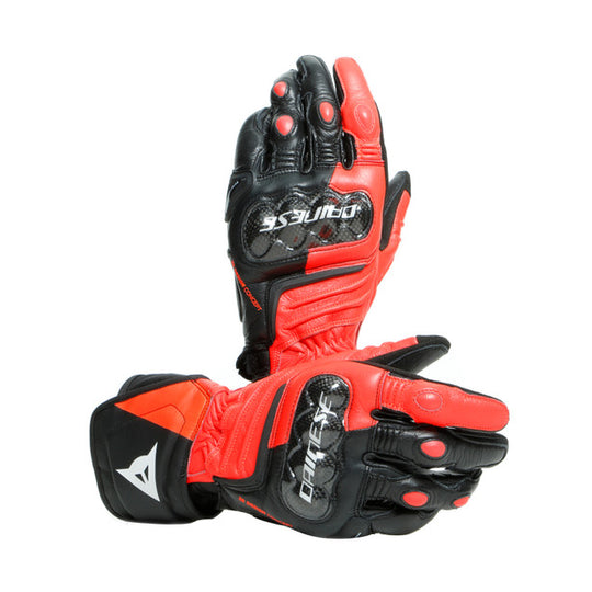 Dainese Carbon 3 Long Gloves Black Fluro Red White