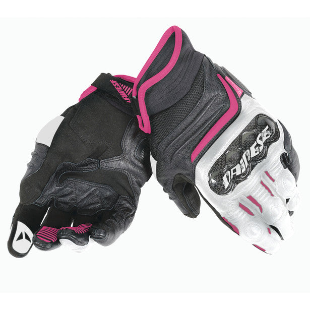 Dainese Carbon D1 Short Lady Gloves Black White Fuchsia (Purple)