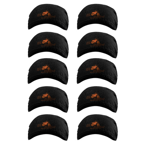 Moto Central Skull Cap Beanie for Helmets (Black) Pack of 10