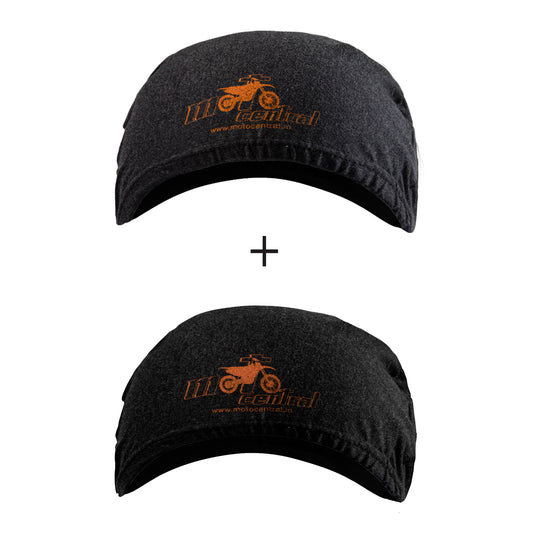 Moto Central Skull Cap Beanie for Helmets (Black, Grey) Combo Pack of 2