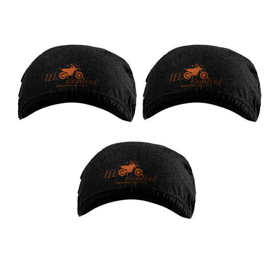 Moto Central Skull Cap Beanie for Helmets (Black) Pack of 3