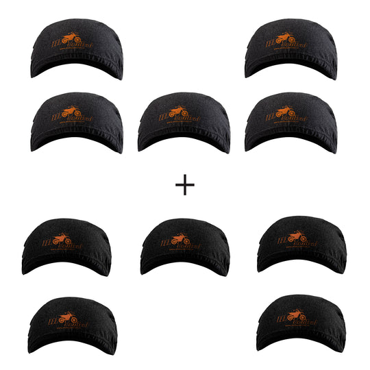 Moto Central Skull Cap Beanie for Helmets (Black, Grey) Combo Pack of 10