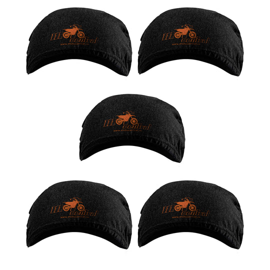 Moto Central Skull Cap Beanie for Helmets (Black) Pack of 5