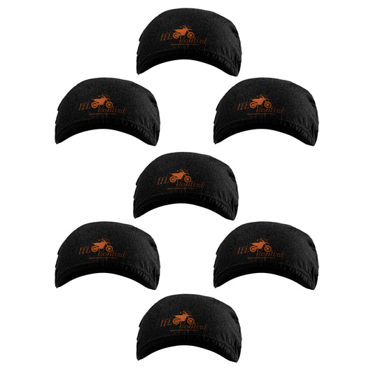 Moto Central Skull Cap Beanie for Helmets (Black) Pack of 7