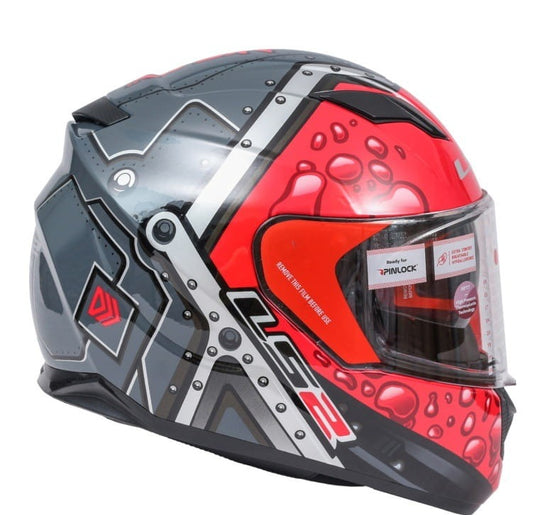 LS2 FF320 BUBBLE Matt Black Red Helmet