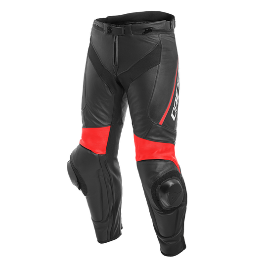 Dainese Delta 3 Leather Pants Black Fluro Red