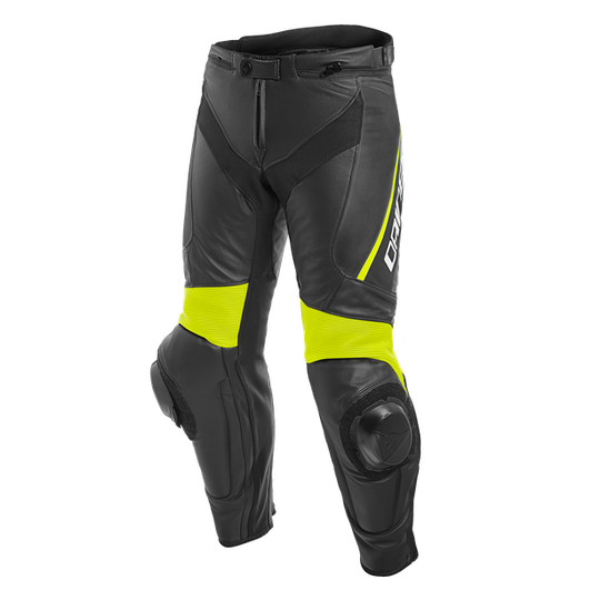 Dainese Delta 3 Leather Pants Black Fluro Yellow