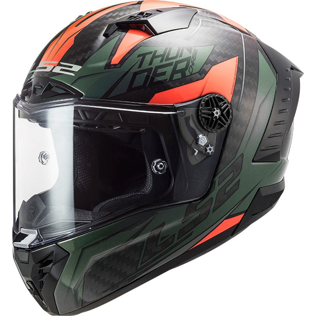 LS2 FF805 THUNDER Carbon Chase Gloss Black Green Orange Helmet