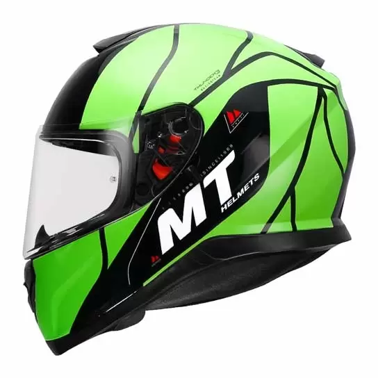 MT Thunder 3 SV Full Face Motorcycle Helmet – Trace Green/Black Matt, With Sun Visor