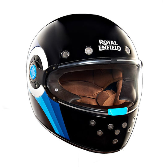 Royal Enfield FF NH44 Lite Gloss Black Blue Waves Helmet