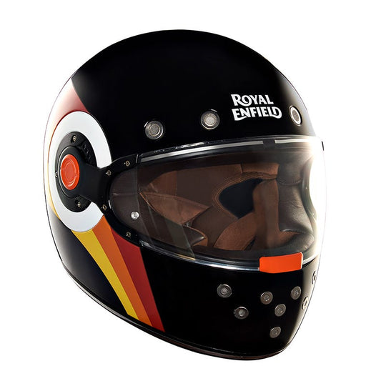 Royal Enfield FF NH44 Lite Gloss Black Orange Waves Helmet