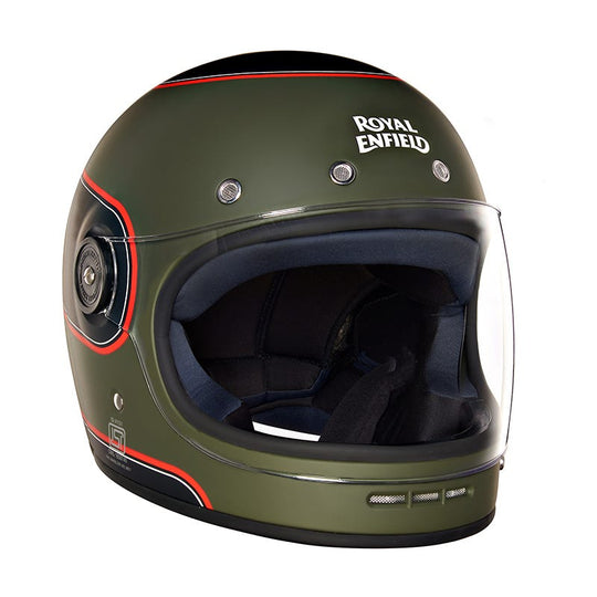 Royal Enfield FF Drifter V2 Center Stripe Matt Battle Green Helmet