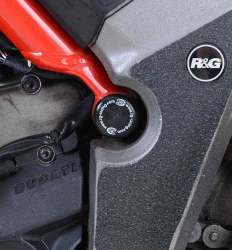 R&G Frame Plug for Ducati Multistrada 1200S '15, Multistrada 950 '17 and Multistrada 1260, 1260S, 1260 D AIR and 1260 Pikes Peak '18  models. (FI0111BK)