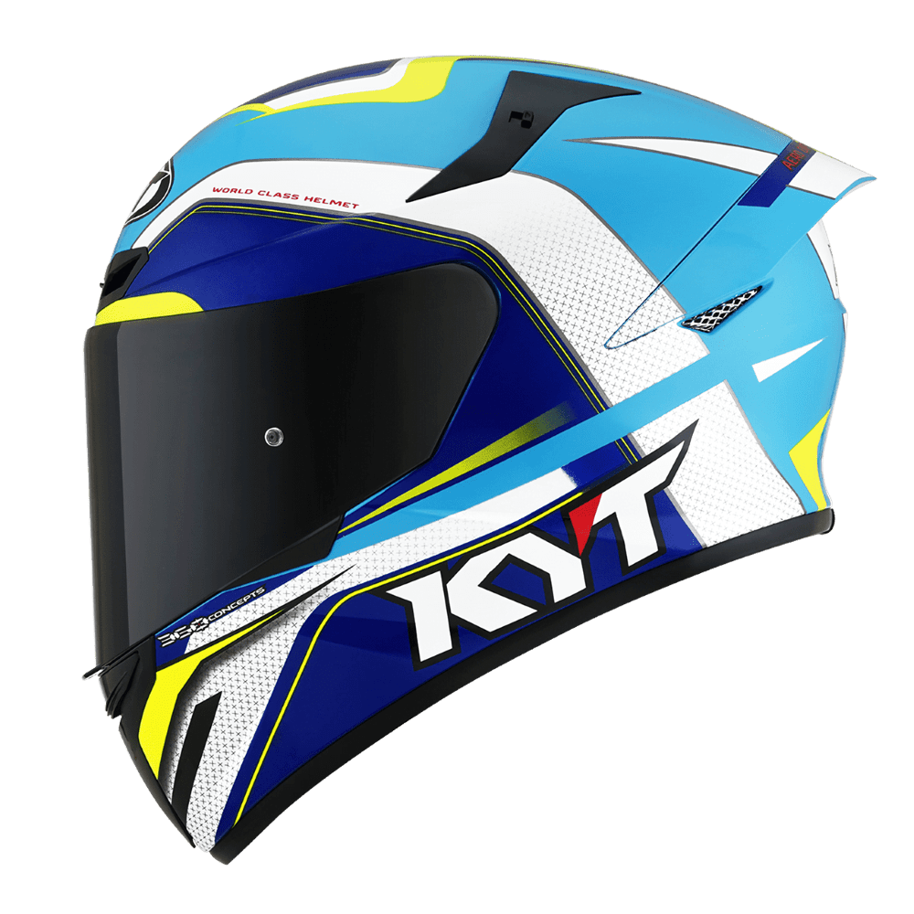 KYT TT Course Grand Prix Gloss White Light Blue Helmet