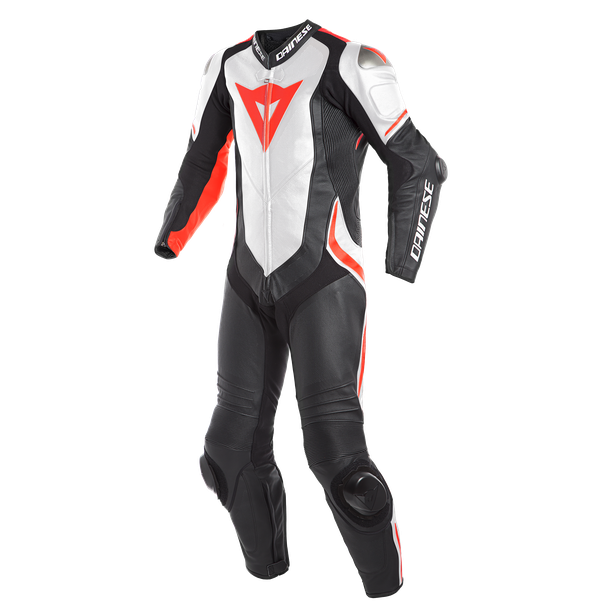 Dainese Laguna Seca One Piece Suit Perforated Leather Black White Fluro Red