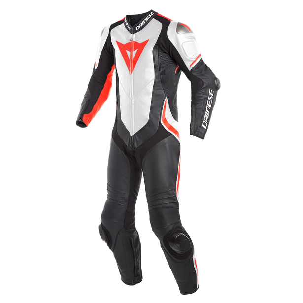 Dainese Laguna Seca 4 One Piece Suit Perforated Leather Black White Fluro Red