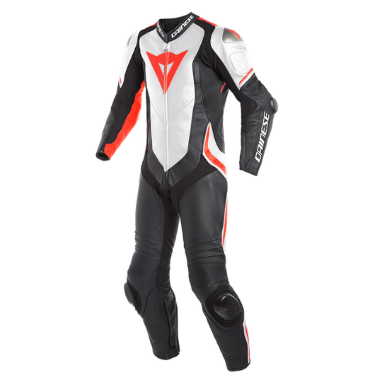 Dainese Laguna Seca 4 One Piece Suit Perforated Leather Black White Fluro Red