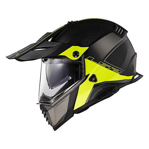 LS2 MX436 Pioneer Evo Blaze Elevation Matt Black Hi Viz Helmet