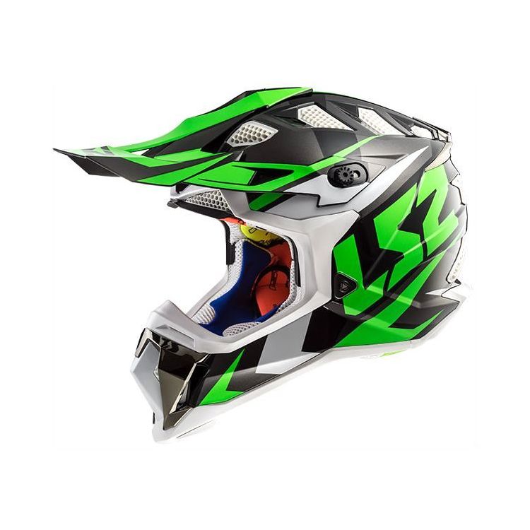 LS2 MX 470 Subverter Nimble Matt White Black Green Helmet, Full Face Helmets, LS2 Helmets, Moto Central