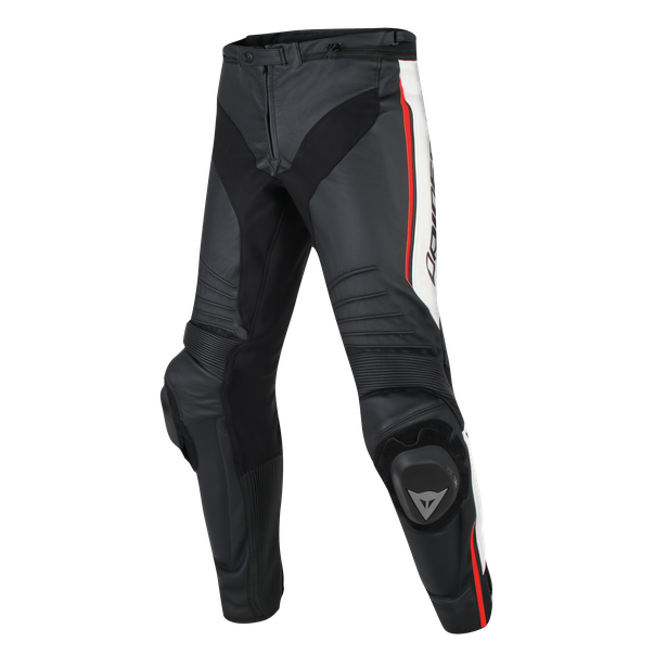 Dainese Misano Perforated Leather Pants Black White Fluro Red
