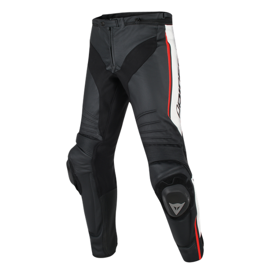 Dainese Misano Perforated Leather Pants Black White Fluro Red