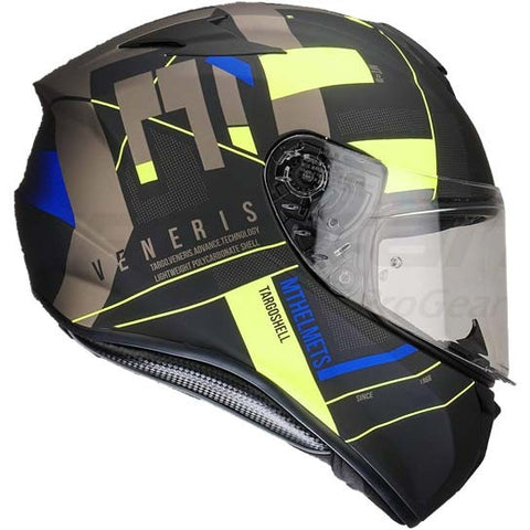 MT Targo Veneris Matt Black Blue Fluro Yellow Helmet– Moto Central
