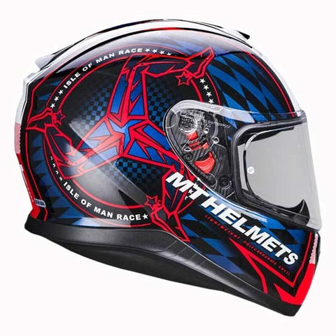 MT THUNDER 3 SV Isle of Man Gloss Black Red Blue Helmet, Full Face Helmets, MT Helmets, Moto Central
