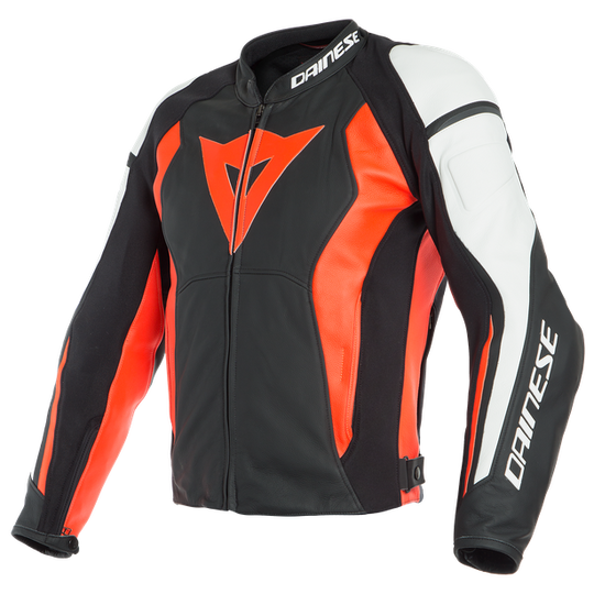 Dainese Nexus Perforated Leather Jacket Black Fluro Red White