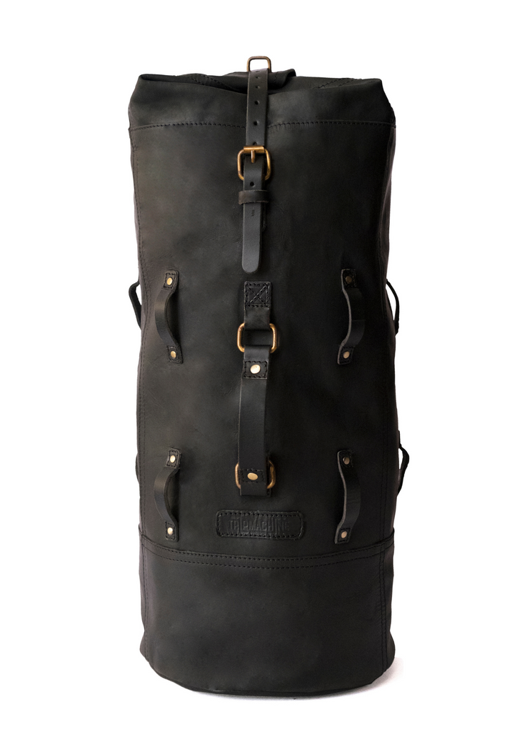 Trip Machine Leather Military Duffel (Black)