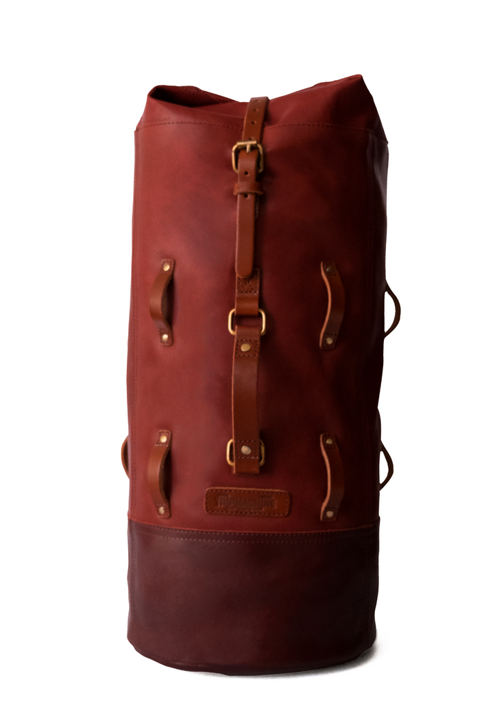 Trip Machine Leather Military Duffel (Cherry Red)