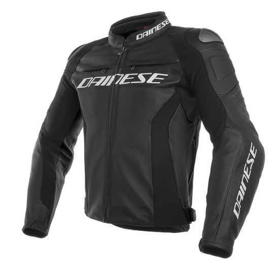 Dainese Racing 3 Perforated Leather Jacket (Black Black Black)