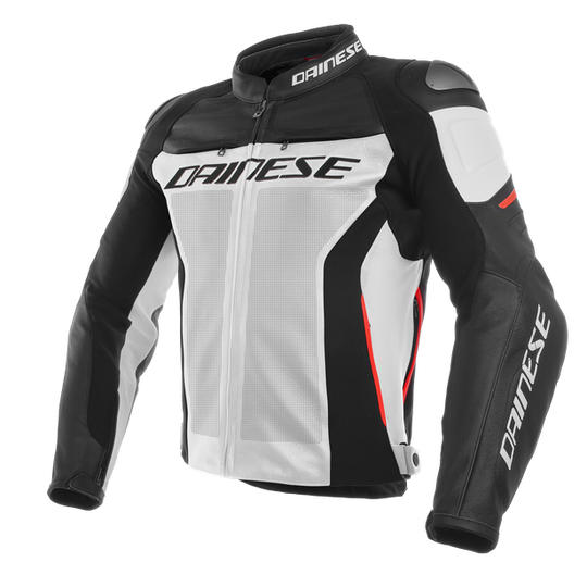 Dainese Racing 3 Perforated Leather Jacket White Black Red