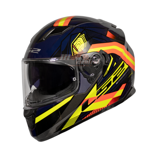 LS2 FF320 Stream Evo Reflex Navy Blue Hi Viz Orange Gloss Helmet