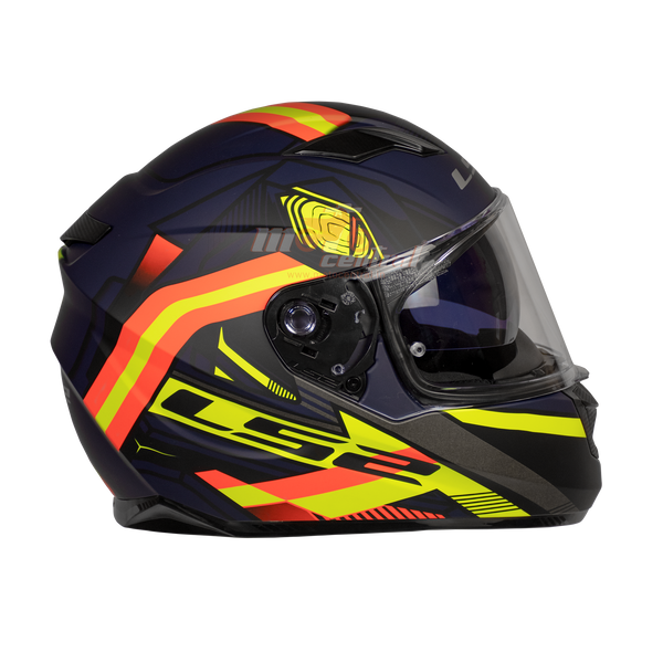 LS2 FF320 Stream Evo Reflex Navy Blue Hi Viz Orange Matt Helmet Moto