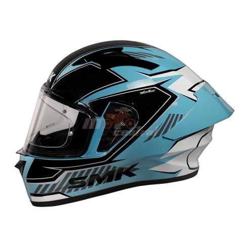 SMK Stellar Sports Adox Matt Blue White Black (MA512) Helmet