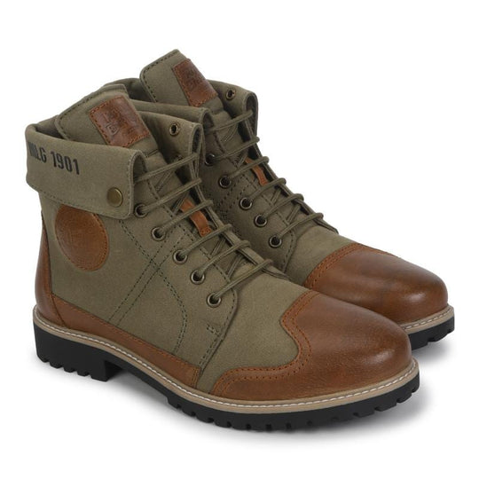 Royal Enfield Kargil Riding Boots (Light Olive &Tan)