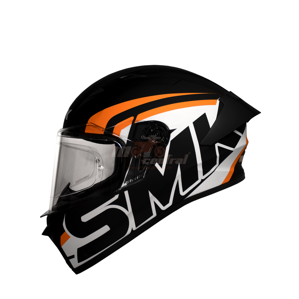 SMK Stellar Sports Stage Matt Black White Orange (MA217) Helmet