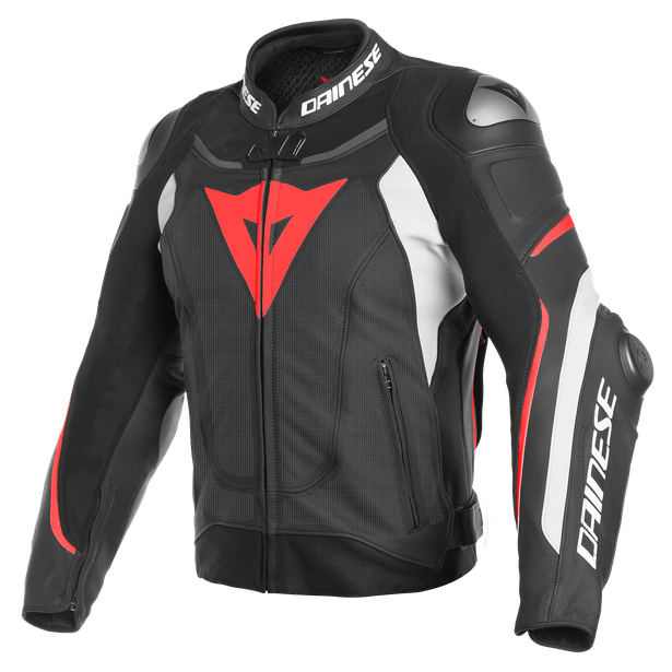 Dainese Super Speed 3 Perforated Leather Jacket (Black White Fluro Red)