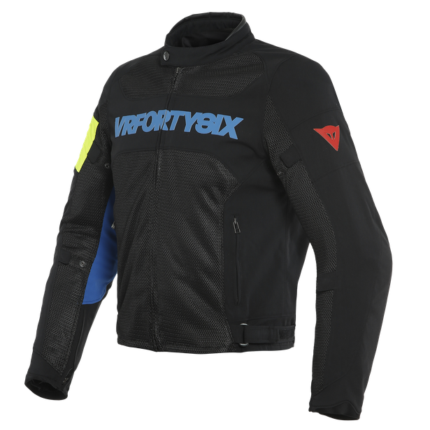 Dainese VR46 Grid Air Tex Jacket (Black Princess Blue Fluro Yellow Dainese VR46 Grid Air Tex Jacket (Black Princess Blue Fluro Yellow