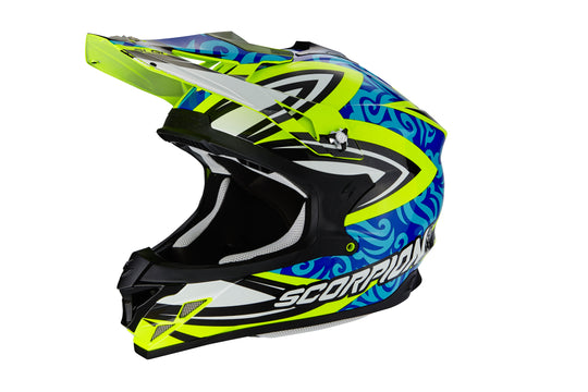SCORPION VX-15 Evo Air Revenge Gloss Neon Yellow Blue